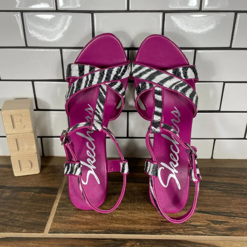 Skechers Cali Bombshell Fantasia Women's Size 8 Shoes Multicolor Wedge Sandals_6